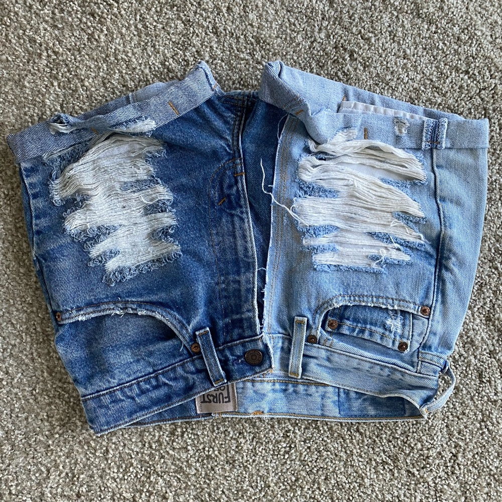 First of Kind patch work distressed shorts